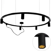 QAZQA Modern hangend railsysteem met 6 zwarte spots 1-fase GU10 50mm - Iconic Ruby Honey