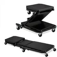 Relaxdays werkplaatskruk op wielen - ligkar garage - tot 150 kg - 2 in 1 - montagekruk auto