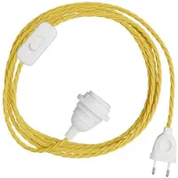 Creative Cables Snakebis Twisted E27 Lampenkap-kabelset Met Lamphouder. Kabel Met Stoffen Omhulsel En 2-pins Stekker 1.8 M