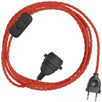 Creative Cables Snakebis Twisted E27 Lampenkap-kabelset Met Lamphouder. Kabel Met Stoffen Omhulsel En Stekker Met Twee Pinnen 3 M