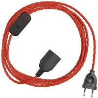 Creative Cables Snakebis Twisted E27 Kabelset Met Lamphouder. Stofgewoven Kabel En Stekker Met 2 Pinnen 3 M