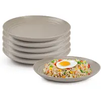 PlasticForte Rond bord/camping bord - 6x - D20 cm - taupe - kunststof - onbreekbaar - servies