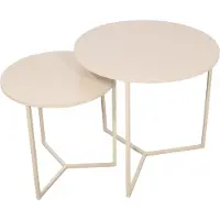 Loft42 Dulon Set Bijzettafels Rond - Beige - Ø49x46