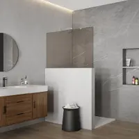 FortiFura Galeria Halfhoge Inloopdouche - 95.8x80cm - rookglas - 8mm - nano - met blind profiel SW1102415 SW1235444