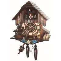 Engstler - 464_QMT - Koekoeksklok - Kwarts - Notenhout - met muziek met dansend paar - 30 cm