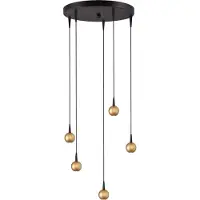 Masterlight 5-lichts hanglamp Talana zwart met goud Ø 35cm DTW