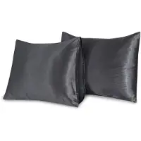 Beau Maison Beauty Silk - Satijnen Kussenslopen - Set van 2 stuks - 60 x 70 cm - Antraciet - Glans Satijn