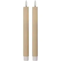 Clayre & Eef LED Dinerkaarsen set van 2 Ø 2x25 cm Beige Wax