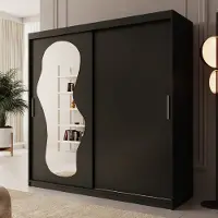 Meubella - Kledingkast Ulysses - Zwart - 200 cm - Met spiegel