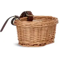 Sun baby Fietsmand kinderfiets, rieten mand voor step, leren riemen, universeel (12, 14, 16 inch), verschillende kleuren beschikbaar - Lichtbruin