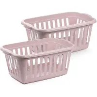 PlasticForte Wasmand - 2x - roze - kunststof - 40 liter - 60 x 40 x 26 cm - manden voor wasgoed - huishouden- opbergmand