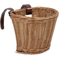Sun baby Fietsmand kinderfiets, rieten mand voor step, leren riemen, universeel (12, 14, 16 inch), verschillende kleuren beschikbaar - Bruin
