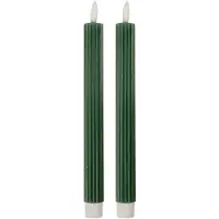 Clayre & Eef LED Dinerkaarsen set van 2 Ø 2x25 cm Groen Wax