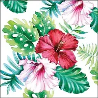 Ambiente Lunch Servetten Hibiscus Floral White - - 33x33 cm