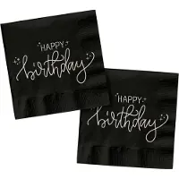 Folat - Servetten - Crème noir happy birthday - 20 stuks