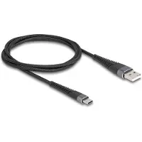 DeLOCK USB-C - USB-A kabel | buigbescherming | USB2.0 | QC 18W | metaal/nylon | zwart | 1 meter