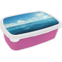 MuchoWow Broodtrommel Roze - Lunchbox - Brooddoos - Zee - Lucht - Zon - 18x12x6 cm - Kinderen - Meisje