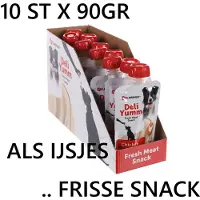 Flamingo Deli Yumm fresh meat vloeibare snack voor je hond chicken 10 x 90 gram = 900 gram ideaal op likpad of . IJSJE VOOR HONDEN .. zeer lekker --- prijsvoordeel door hoeveelheid