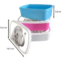 MuchoWow Broodtrommel Wit - Lunchbox - Brooddoos - Olifant - Dieren - Grijs - Natuur - 18x12x6 cm - Volwassenen