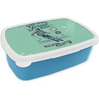 MuchoWow Broodtrommel Blauw - Lunchbox - Brooddoos - Skipak - Retro - Groen - 18x12x6 cm - Kinderen - Jongen
