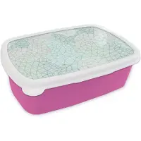 MuchoWow Broodtrommel Roze - Lunchbox - Brooddoos - Geometrie - Patroon - Groen - 18x12x6 cm - Kinderen - Meisje