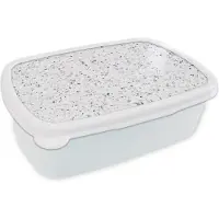 MuchoWow Broodtrommel Wit - Lunchbox - Brooddoos - Graniet - Structuur - Design - Wit - 18x12x6 cm - Volwassenen