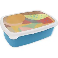 MuchoWow Broodtrommel Blauw - Lunchbox - Brooddoos - Abstract - Kunst - Regenboog - Pastel - 18x12x6 cm - Kinderen - Jongen