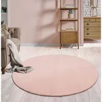 The Carpet RELAX – Extra Zacht & Wasbaar Vloerkleed tot 30°C met Antislip Onderzijde – Fluweelachtige Structuur – Voor Slaapkamer of Woonkamer – Roze, rond 200 cm