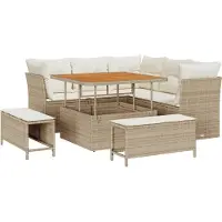 vidaXL Tuinbank Set 8 st Beige poly rattan