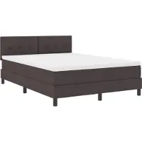 vidaXL Boxspringbed met hoofdeinde, donkerbruin, 140 x 200 cm, met stoffen bekleding