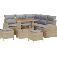 vidaXL Tuinbank Set 8 st 7-Aantal zitplaatsen Beige en Lichtgrijs