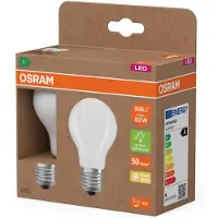 Osram LED Superstar Classic LED-lamp A 60 in klassieke bolvorm van matglas, 3,8 W, 806 lm, E27 fitting, warm wit licht met 2700 K, EEK A, 60 mm diameter.