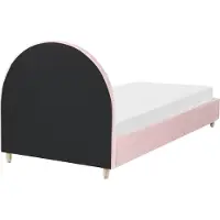 Beliani LANDEILLAU - Eenpersoonsbed - Roze - 90 x 200 cm - Fluweel