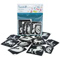 Superstar Glitter tattoo's sjablonen | 12 stuks | superstar | unicorn (zwart en wit)