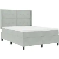 vidaXL Boxspringbed met LED-verlichting, lichtgrijs, 140 x 190 cm, fluweel
