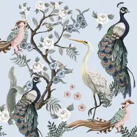Daisy Lunch servetten - Peacocks and Heron in Garden