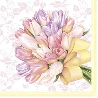 Daisy - Lunch servetten - Tulips Bouquet with Big Yellow Bow