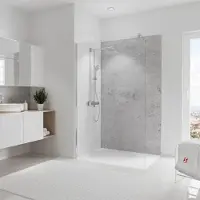 Schulte achterwand - steengrijs - 120x210 - zelf inkortbaar - wanddecoratie - muurdecoratie - badkamer wandpanelen - muurbekleding