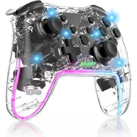 Ntech Switch Controller -Geschikt voor Switch/Lite/OLED Controller, Switch Pro Controller - Transparant - RGB Verlichting - Gaming Accesoires - Turbo - Macro
