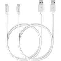 Phonillico 2x Micro USB naar USB A Kabel Wit - 3 meter - Oplaadkabel voor Huawei Y7P / Y7 2018 / Y7 PRIME 2018 / Y7 PRO 2018 / Y7 2019 / Y7 PRIME 2019 / Y7 PRO 2019