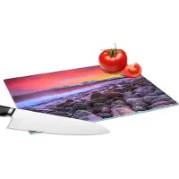 KitchenYeah Glazen Snijplank - 28x20 - Zon - Stenen - Sneeuw - Landschap - Water - Snijplanken Glas