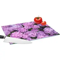 KitchenYeah Glazen Snijplank - 39x28 - Bloemen - Hortensia - Struik - Roze - Bloemblaadjes - Snijplanken Glas
