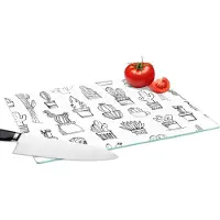KitchenYeah Glazen Snijplank - 39x28 - Cactus - Bloempot - Patronen - Snijplanken Glas