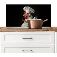 KitchenYeah Spatscherm keuken 90x45 cm - Kookplaat achterwand Kok - Rood - Kip - Muurbeschermer - Spatwand fornuis - Hoogwaardig aluminium