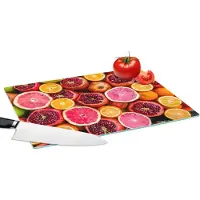 KitchenYeah Glazen Snijplank - 39x28 - Sinaasappel - Granaatappel - Rood - Snijplanken Glas