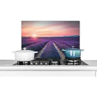 KitchenYeah Spatscherm - Lavendel - Bloemen - Natuur - Paars - Muurbeschermer - 60x40 cm - Spatwand