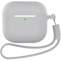 INF AirPods-hoesje met sleutelhanger en accessoires Grijs AirPods 4 plat