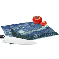 KitchenYeah Glazen Snijplank - 28x20 - Sterrennacht - Schilderij - Oude meesters - Vincent van Gogh - Snijplanken Glas