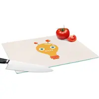 KitchenYeah Glazen Snijplank - 39x28 - Robot - Gloeilamp - Gezicht - Antenne - Kinderen - Snijplanken Glas