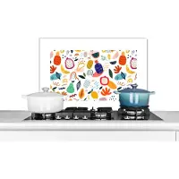 KitchenYeah Spatscherm keuken 60x40 cm - Kookplaat achterwand Fruit - Wit - Pastel - Planten - Watermeloen - Muurbeschermer - Spatwand fornuis - Hoogwaardig aluminium